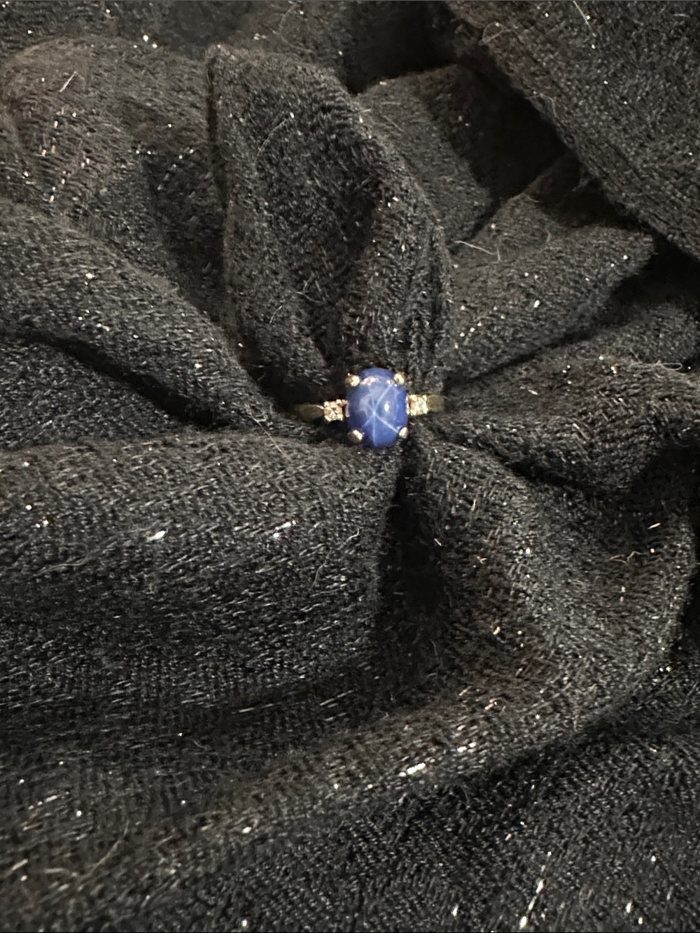Blue Star Sapphire w/ Diamond Accents Ring
